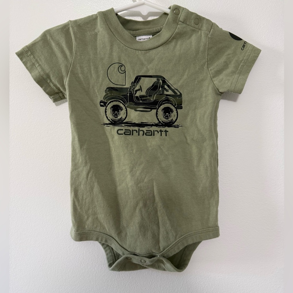 Carhartt Light Olive Green Jeep Baby Bodysuit